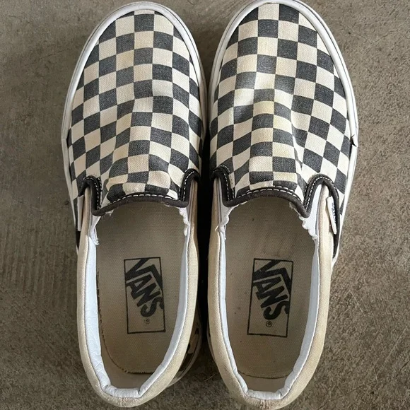 Beige checkered vans new arrivals